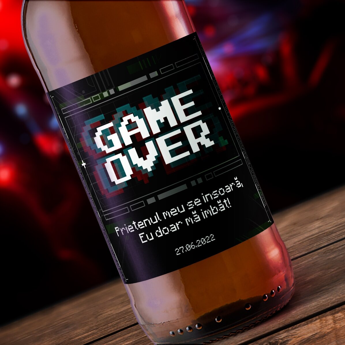 Personalised beer with text - Game Over