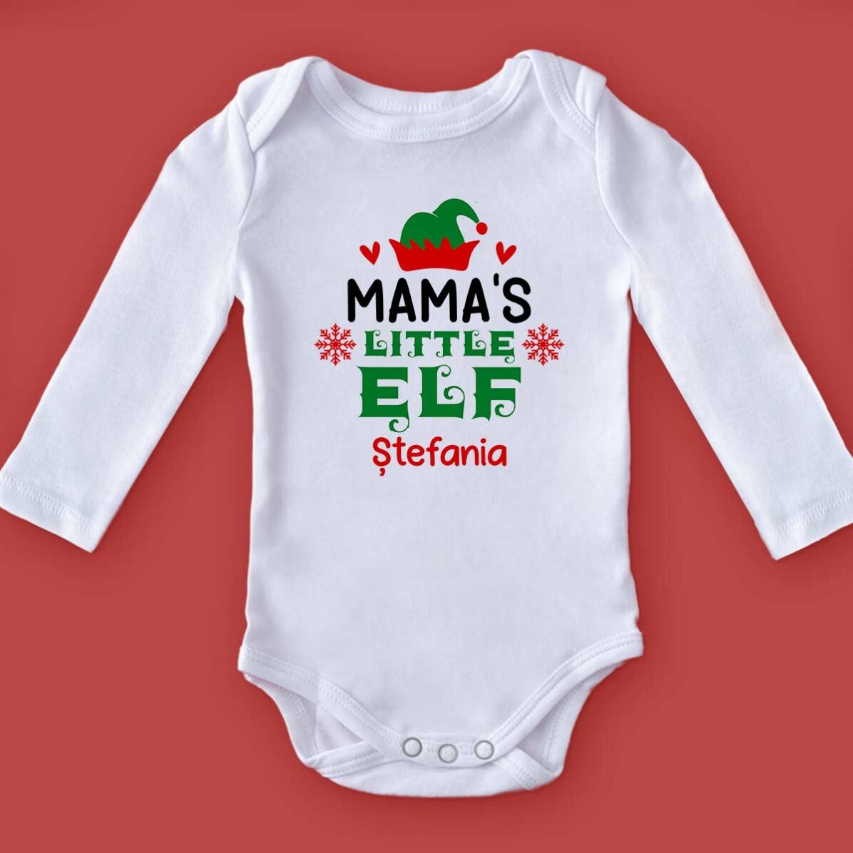 Personalised baby bodysuit with text - Little elf
