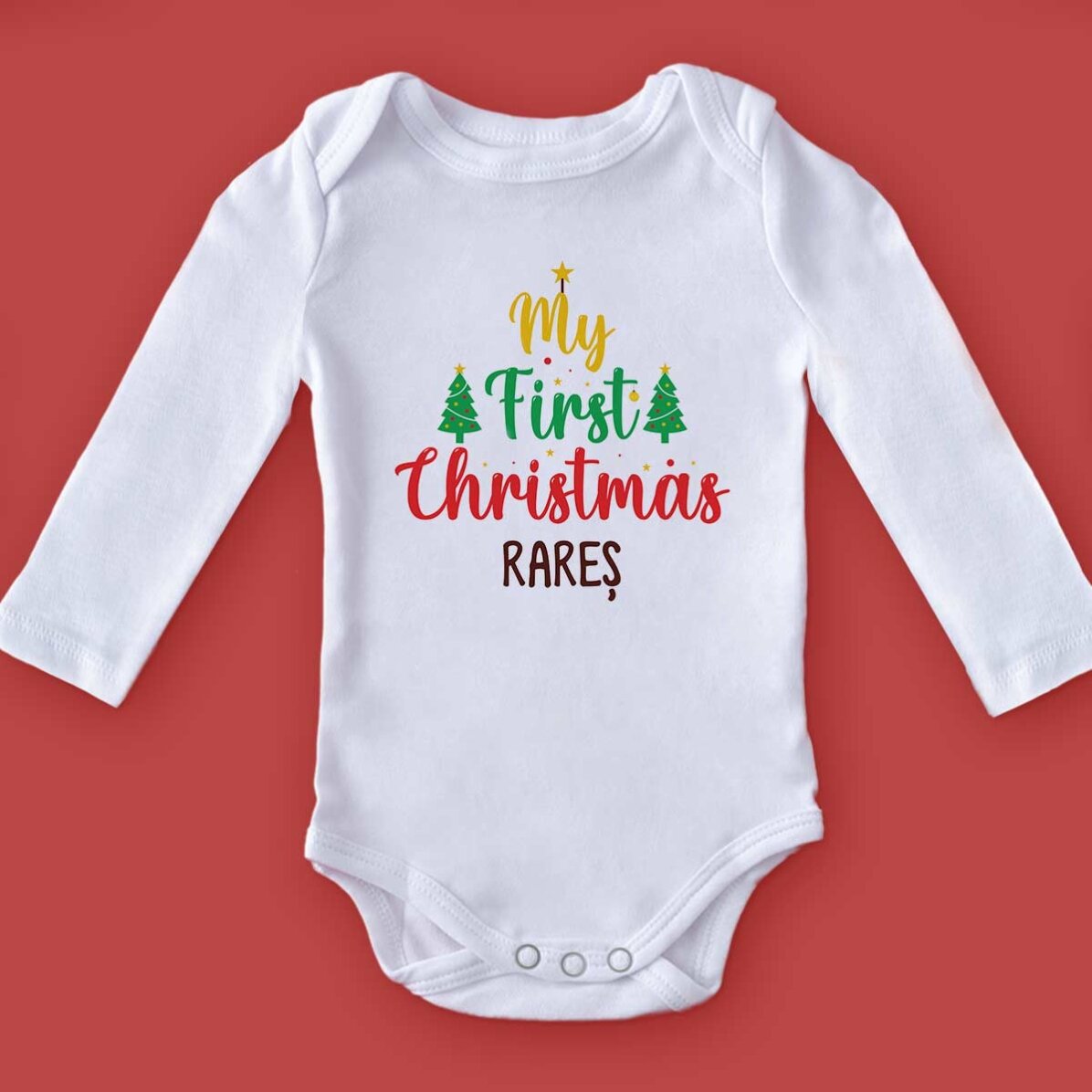 Body dla dzieci z indywidualnym nadrukiem – „My first Christmas”