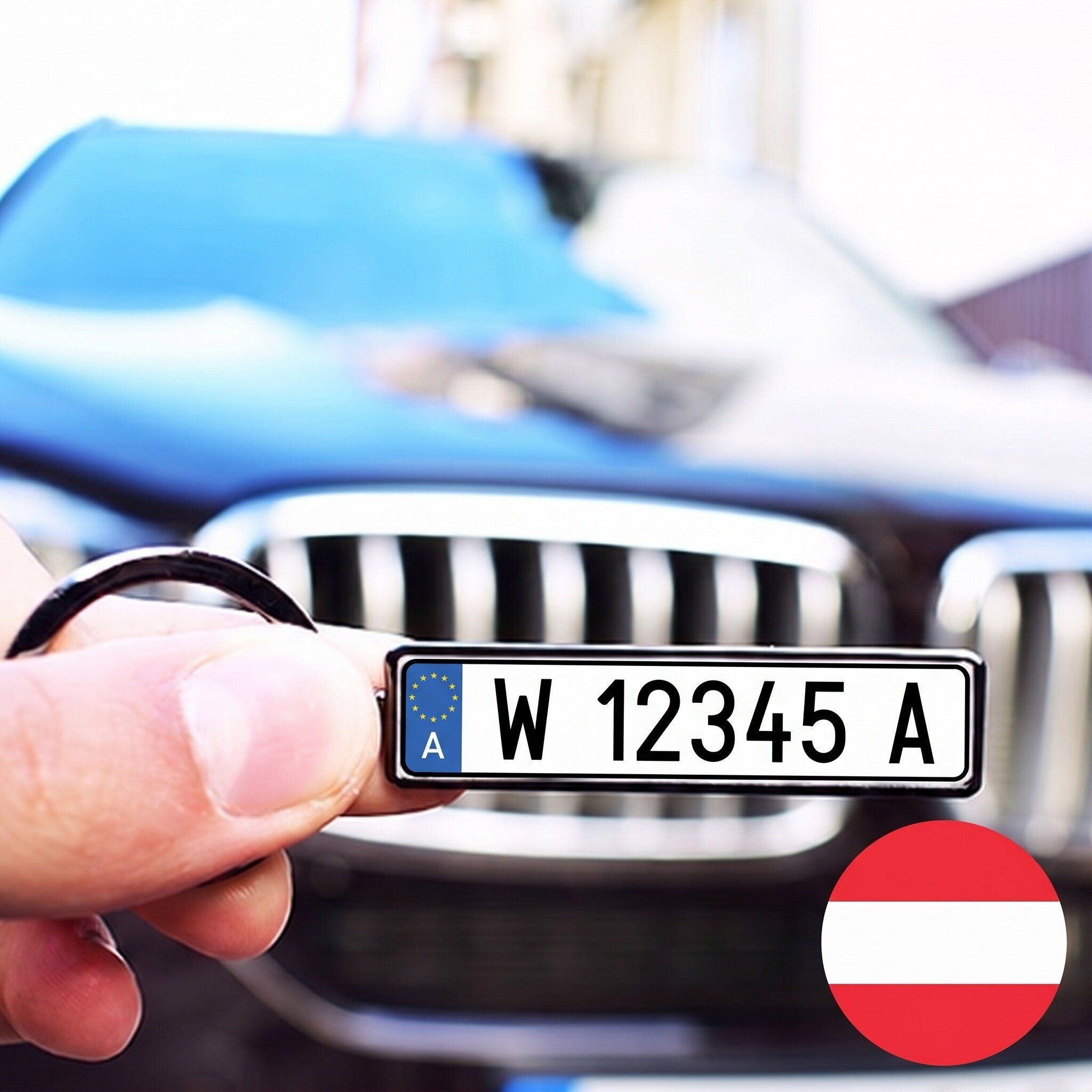 Spersonalizowany brelok z numerem rejestracyjnym z Austrii