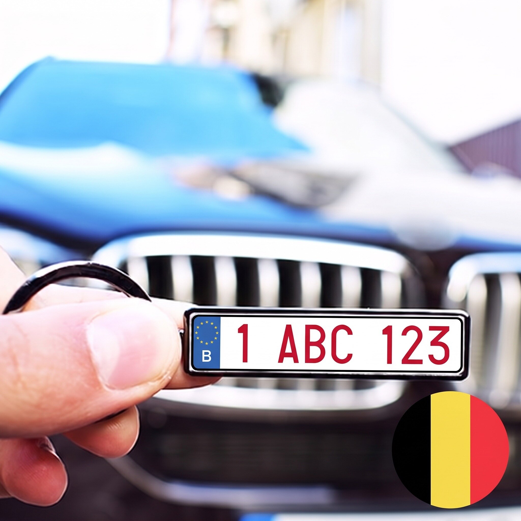 Spersonalizowany brelok z numerem rejestracyjnym z Belgii