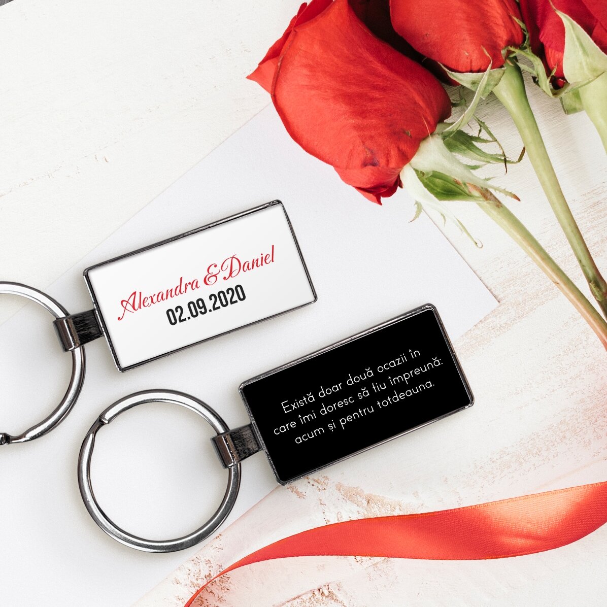 Personalised keyring with name and message
