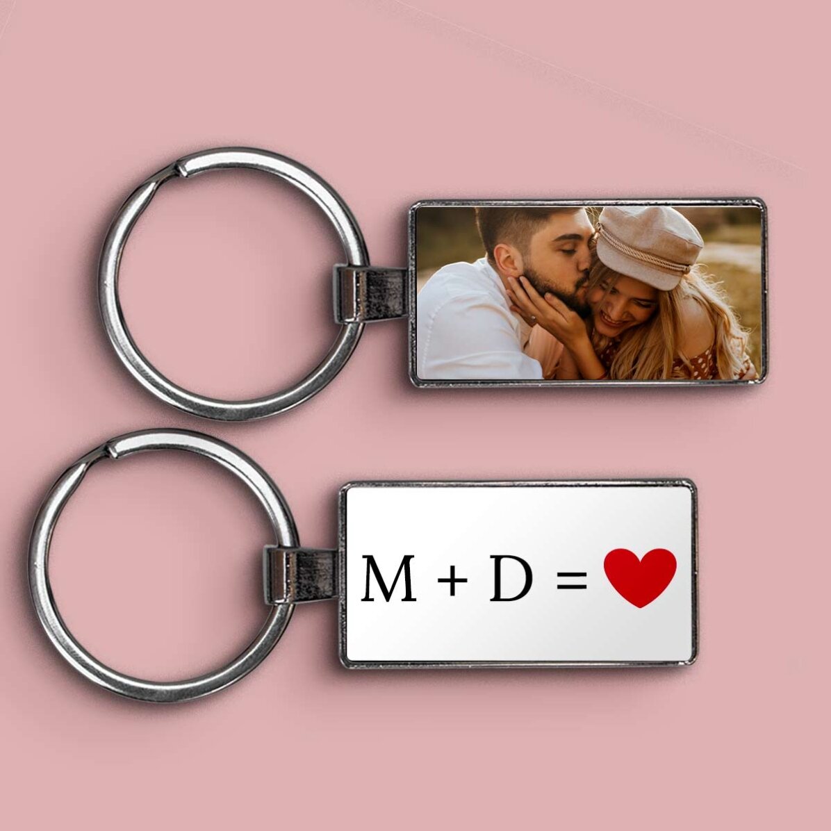 Personalised keyring with a photo and text - Love