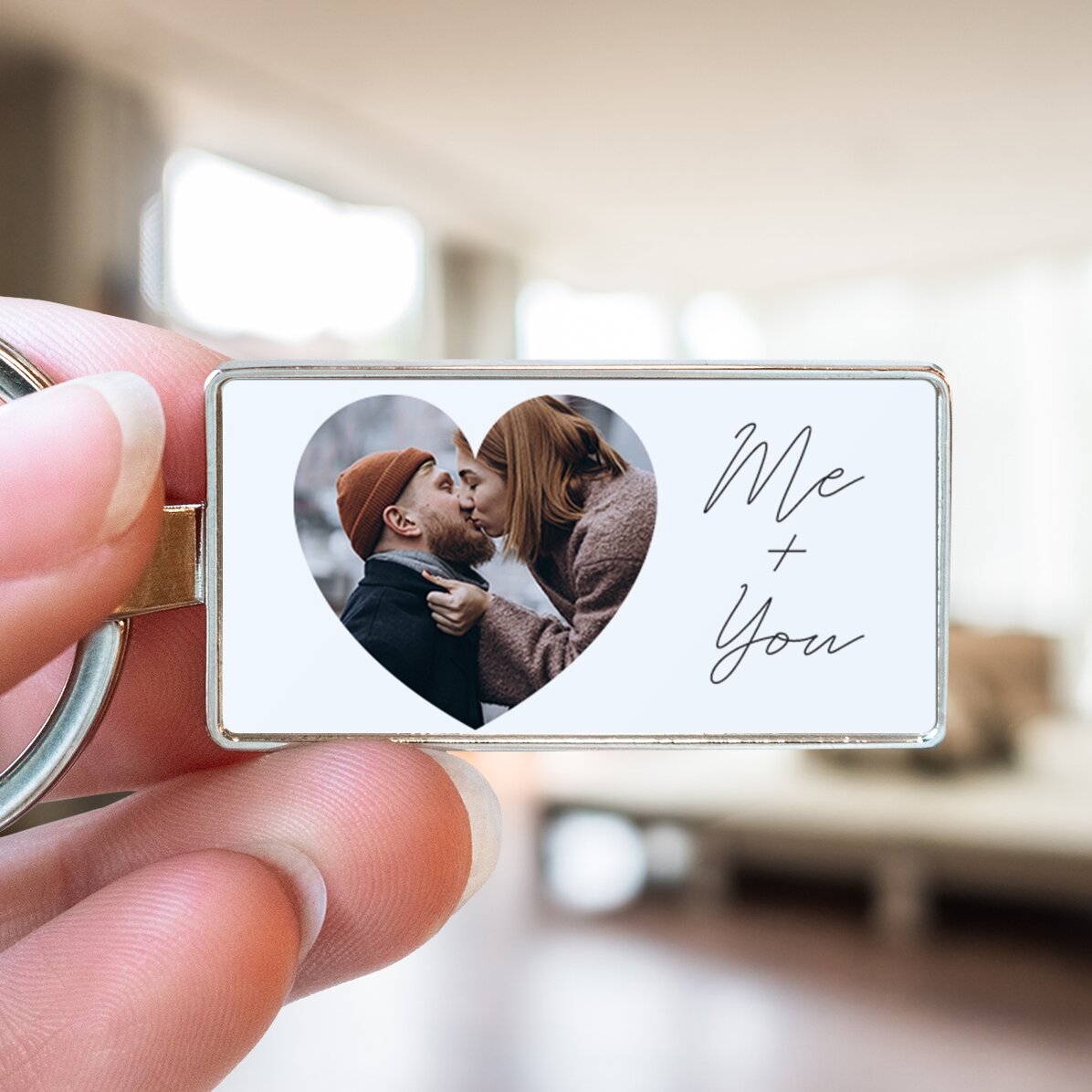 Personalised keyring with text and photo - Heart
