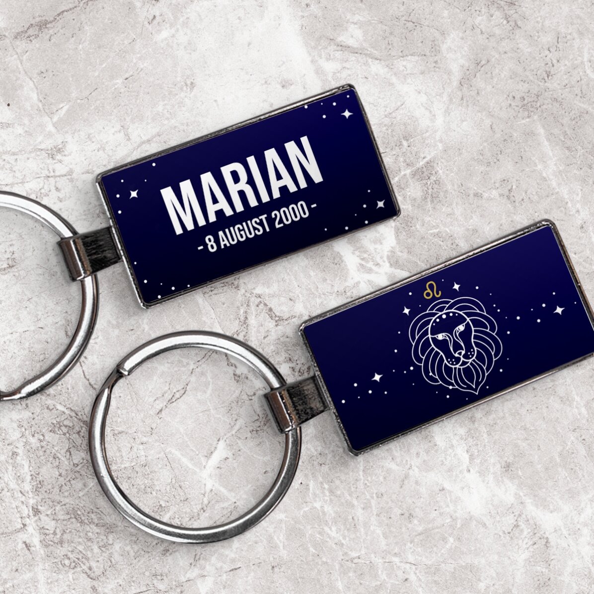 Spersonalizowany brelok z napisem i znakiem zodiaku – Lew