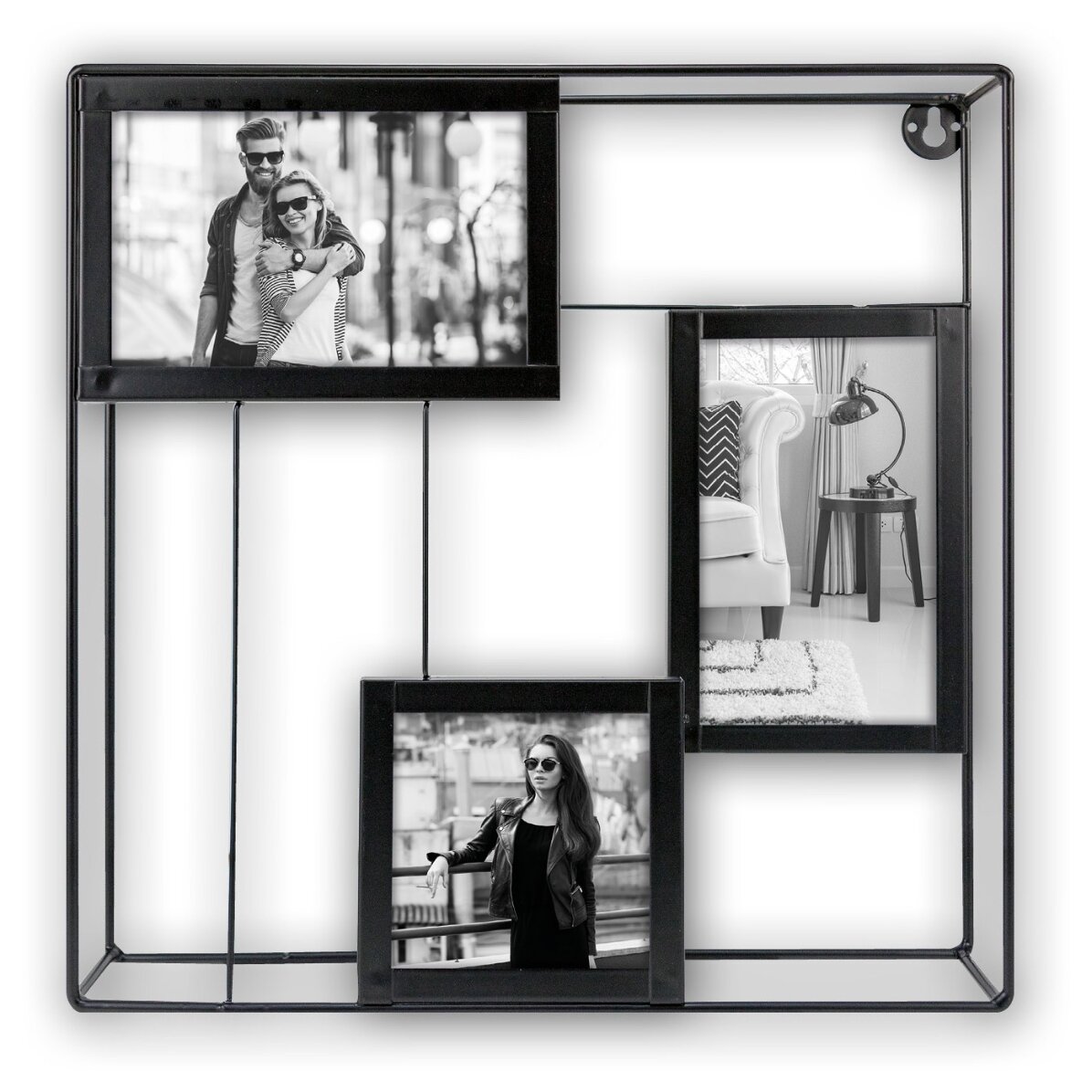 Metal frame with three photos - 30x30 cm