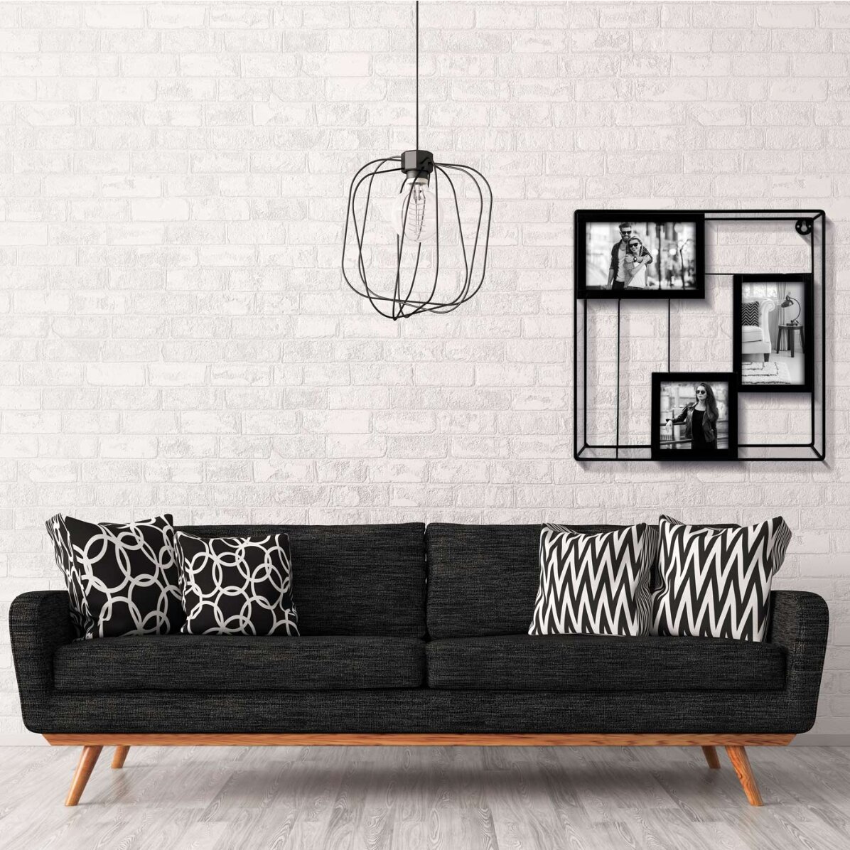 Metal frame with three photos - 30x30 cm