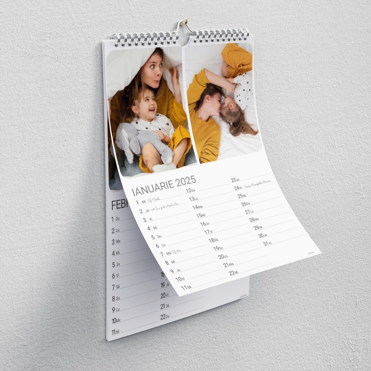 Personalised calendar with photos and message