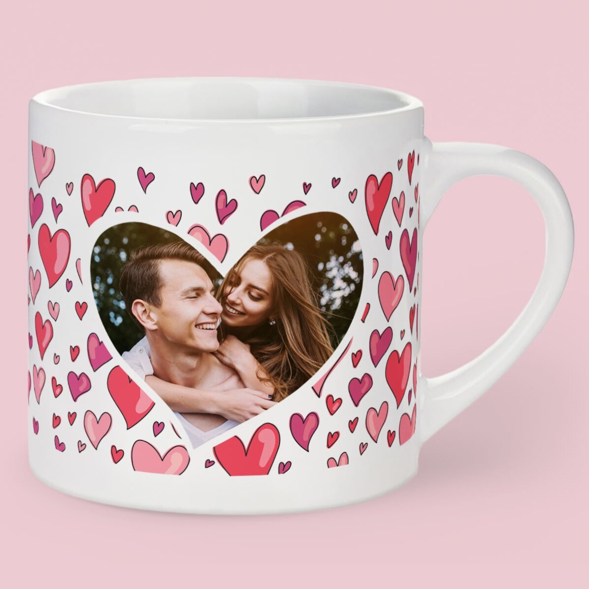 Filiżanka do espresso w kształcie serca ze zdjęciem i napisem