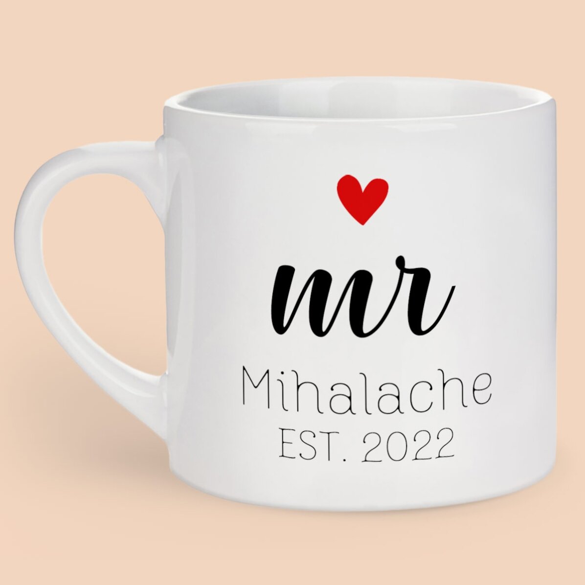 Spersonalizowany kubek do espresso z napisem – Mrs & Mr