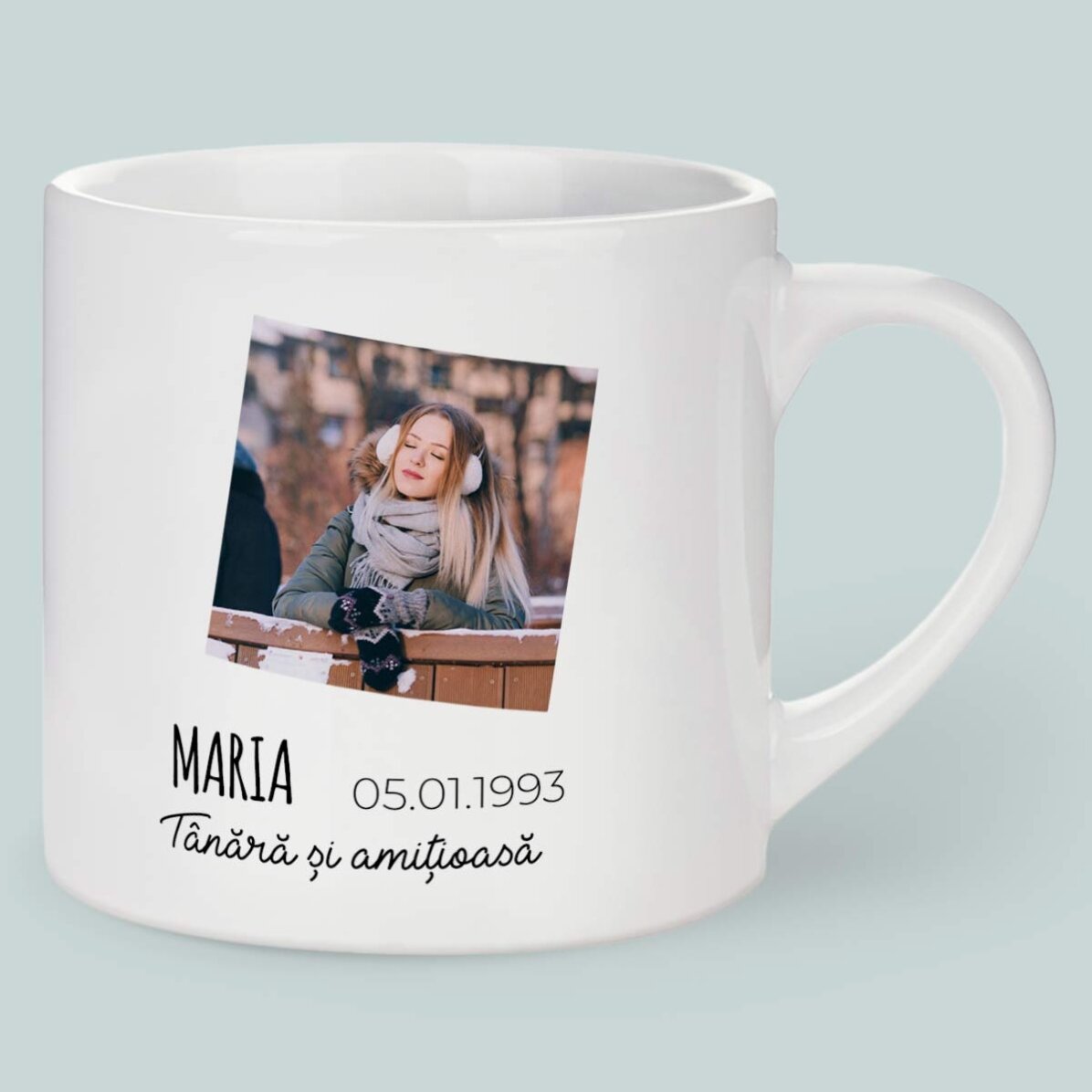 Spersonalizowany kubek do espresso ze zdjęciem i napisem – znak zodiaku Koziorożec