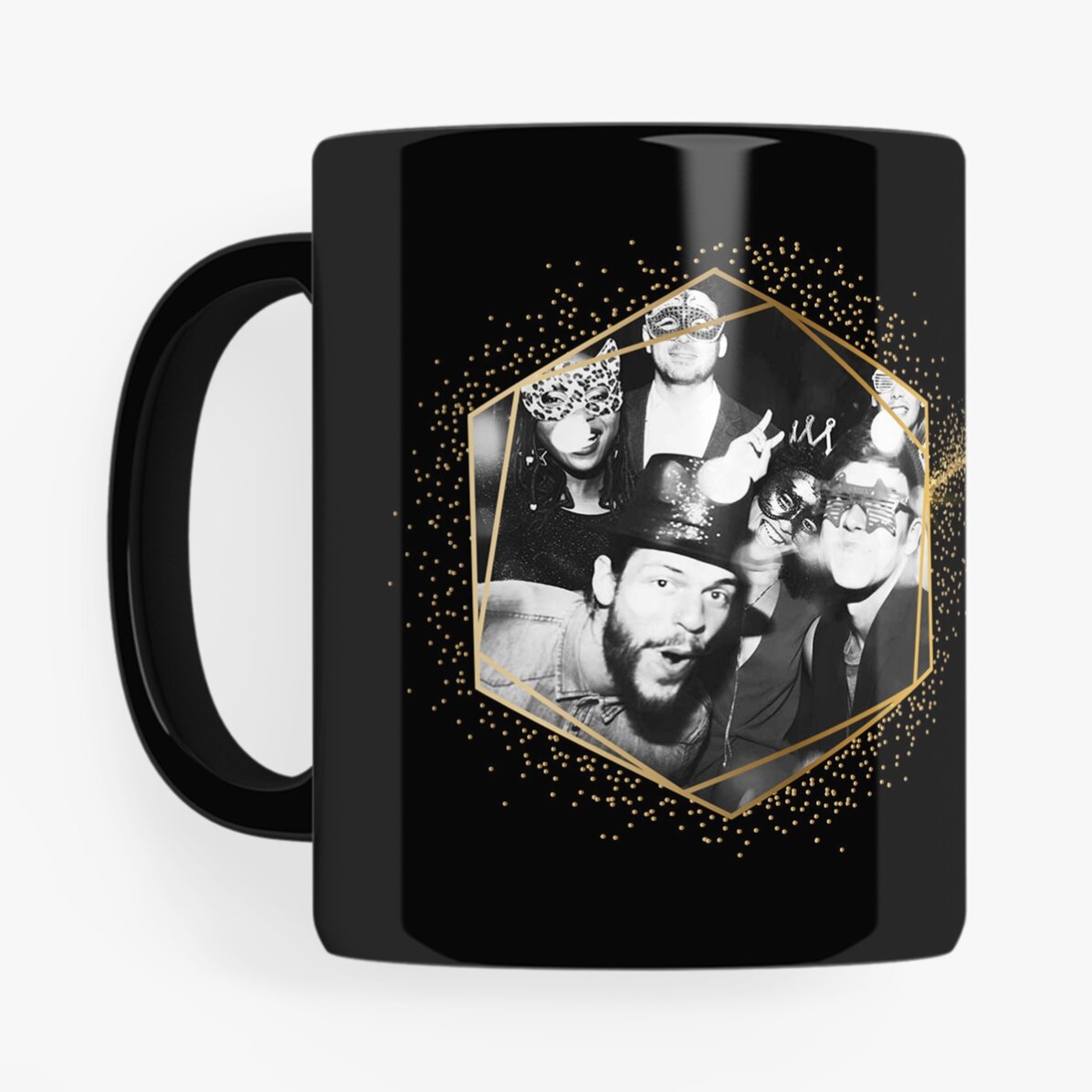 Spersonalizowany czarny kubek z 2 zdjęciami