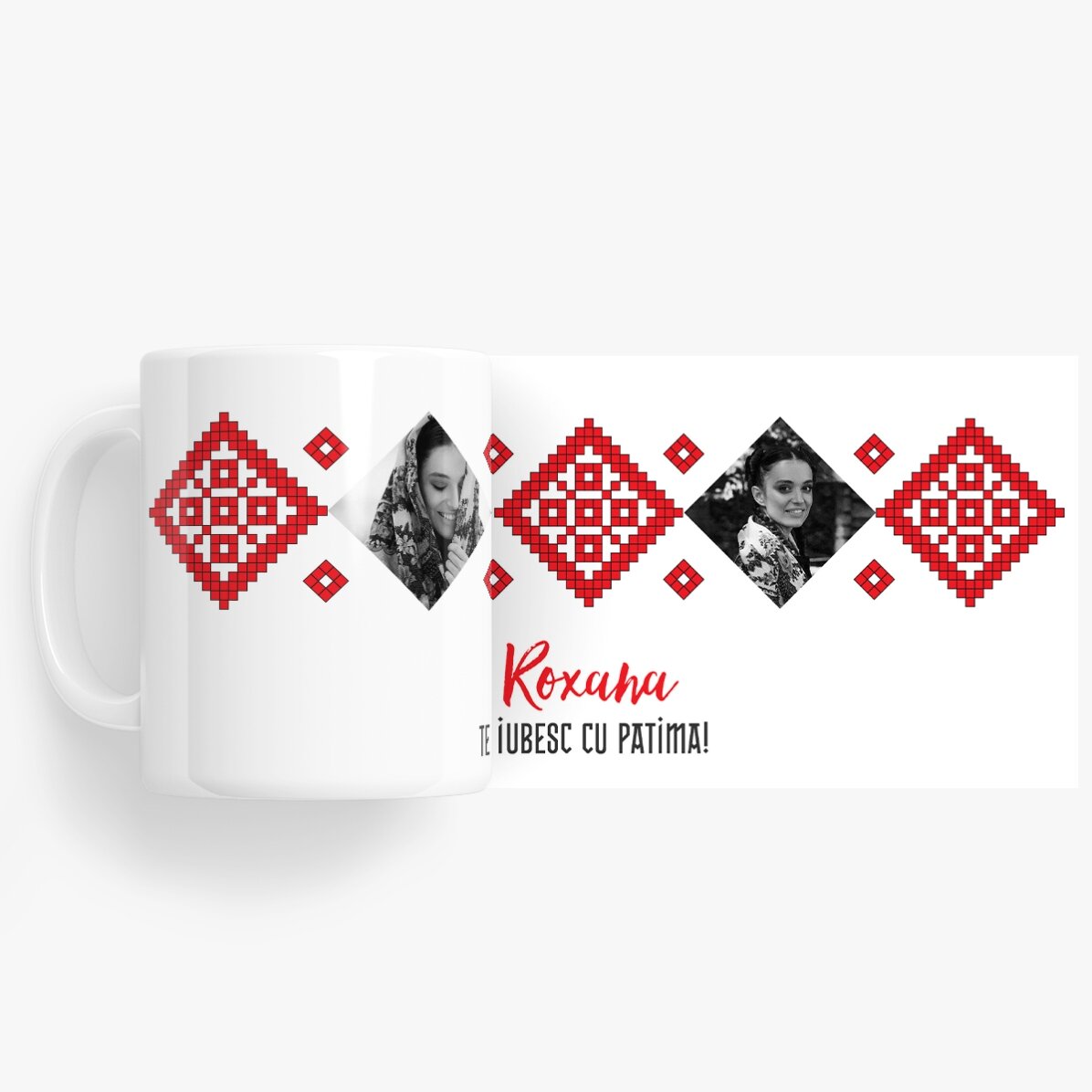 Spersonalizowany kubek z 2 zdjęciami i napisem – Kocham cię z pasją!