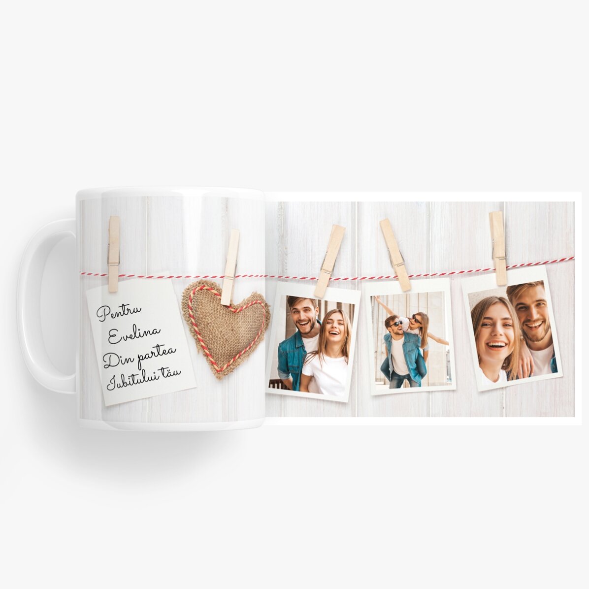 Spersonalizowany kubek z 3 zdjęciami w stylu polaroidowym