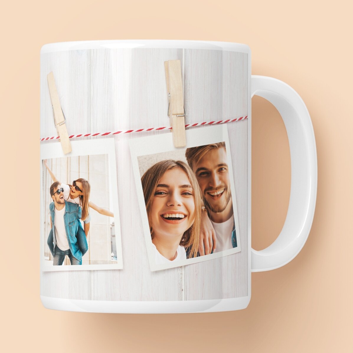 Spersonalizowany kubek z 3 zdjęciami w stylu polaroidowym