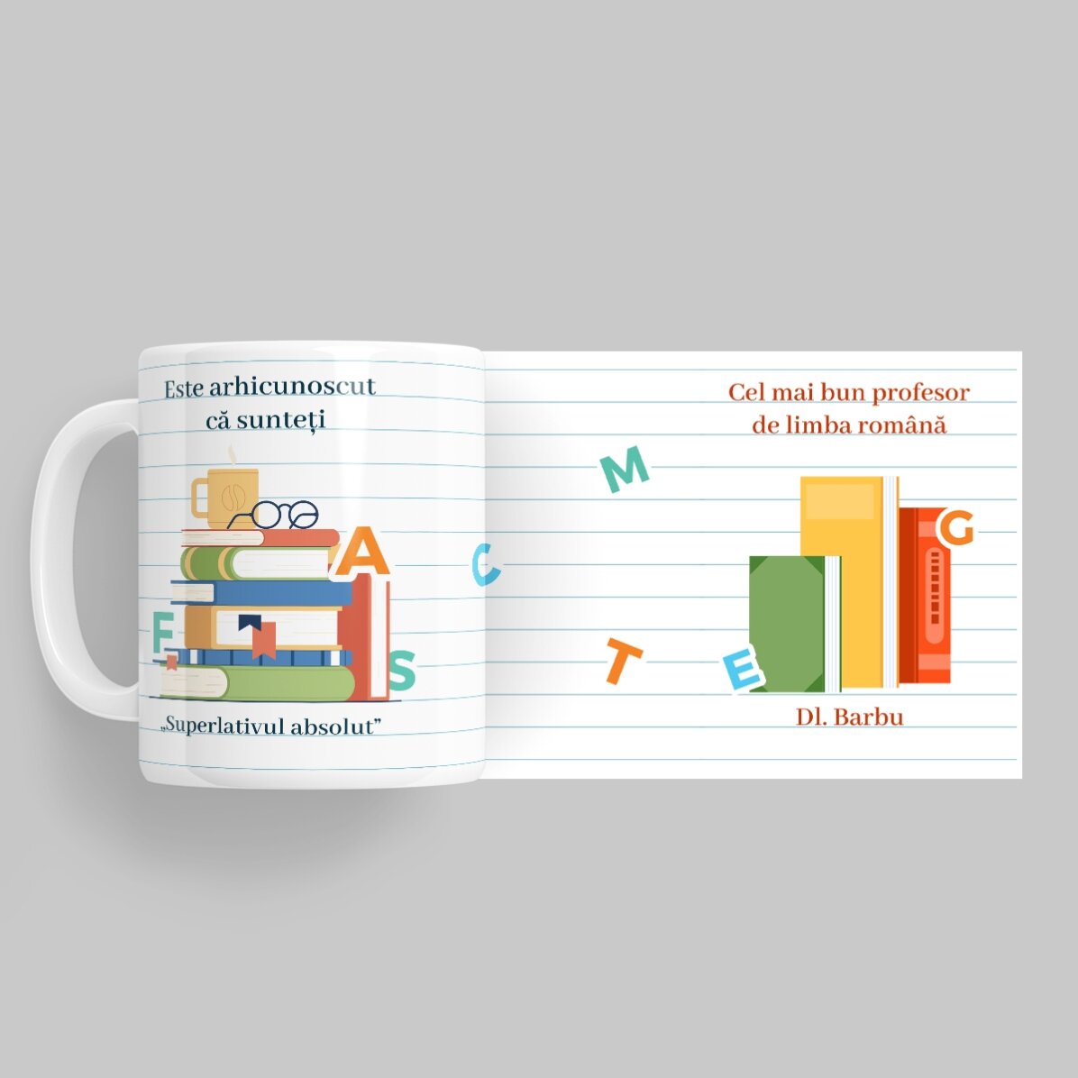 Personalised mug with message - Romanian teacher