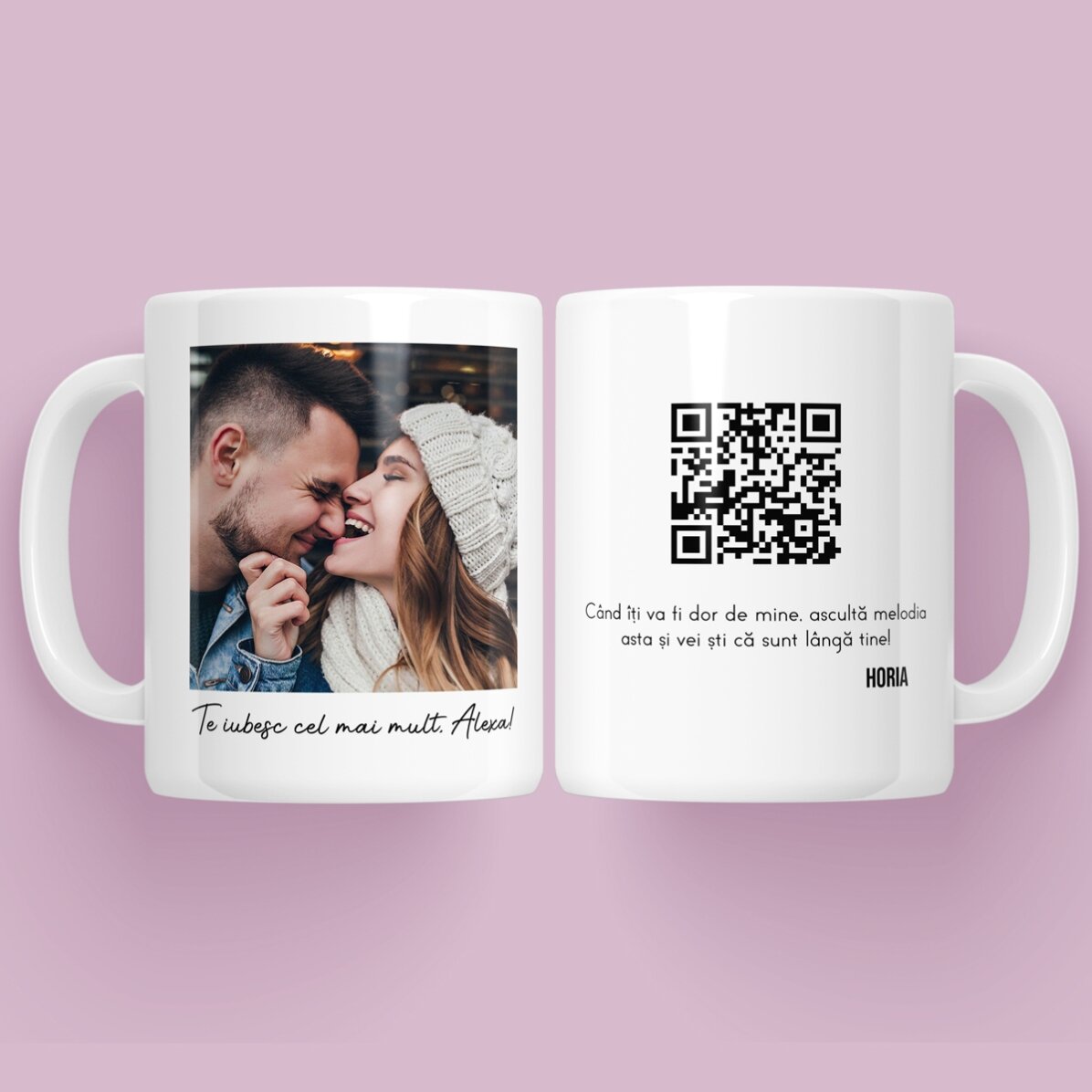 Spersonalizowany kubek ze zdjęciem, napisem i kodem QR