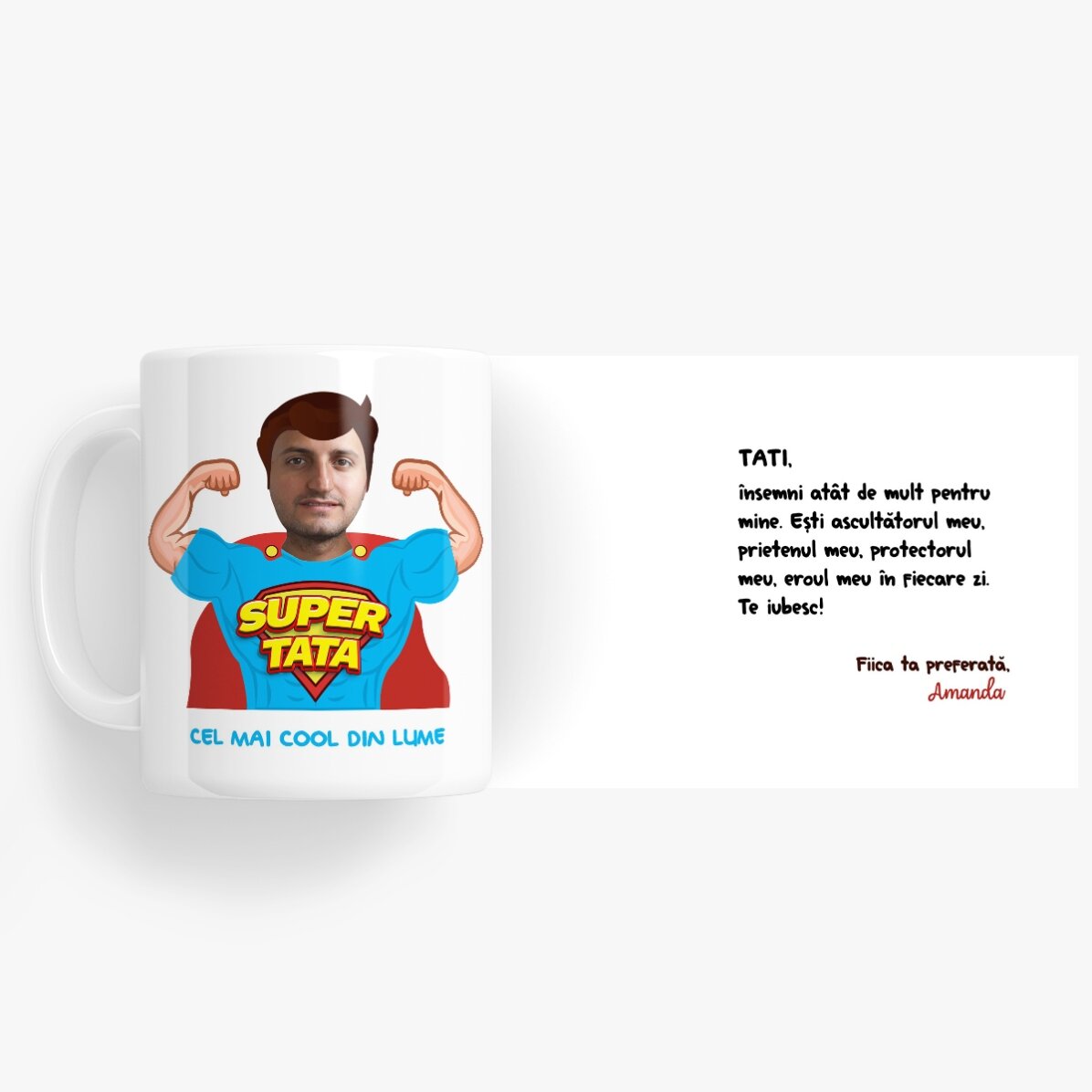 Personalised mug with a photo and message - Dad, my hero