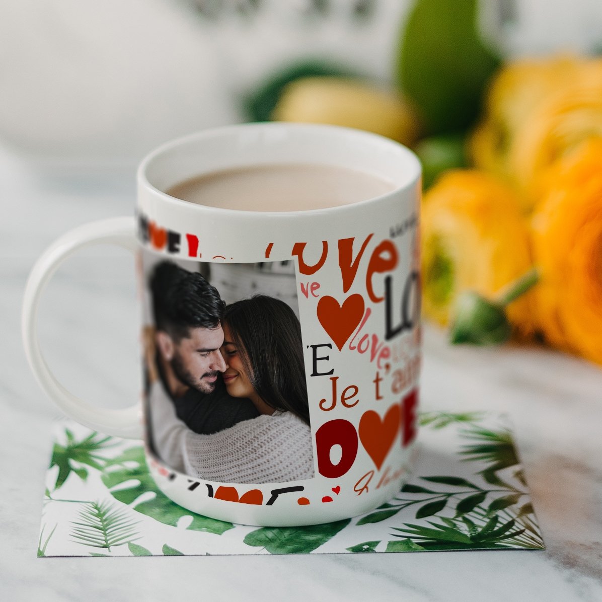 Spersonalizowany kubek z napisem „Love” i zdjęciem