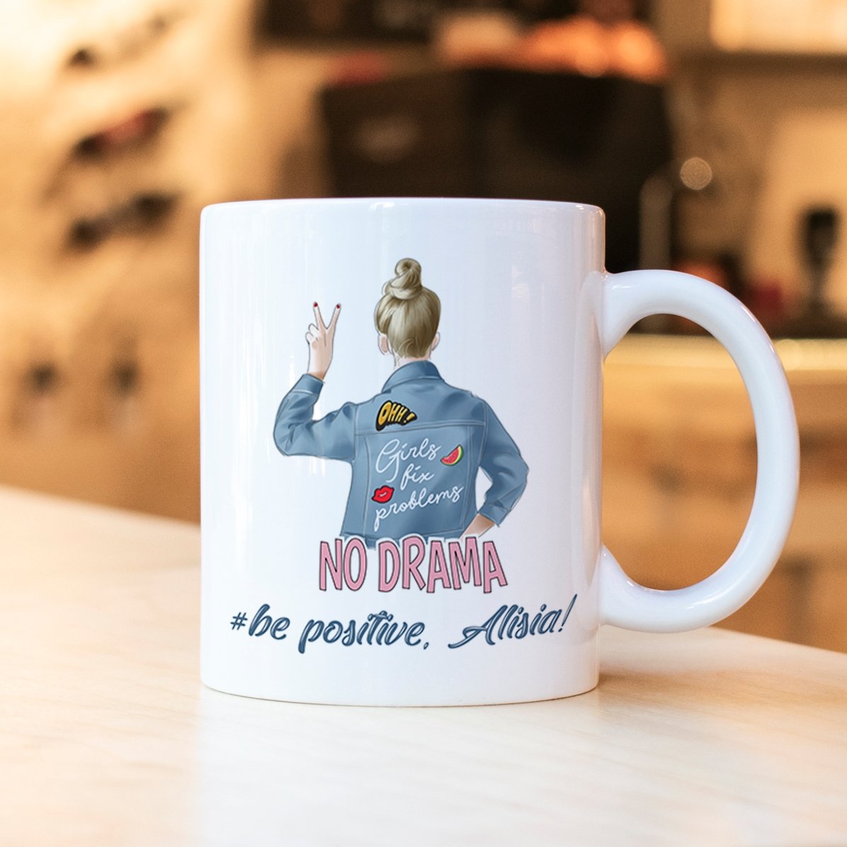 Spersonalizowany kubek z napisem – No drama