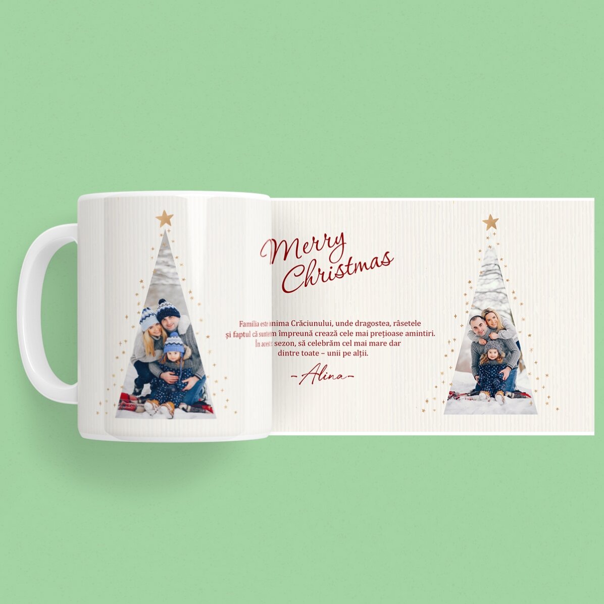 Spersonalizowany kubek z napisem i 2 zdjęciami – Warm Christmas