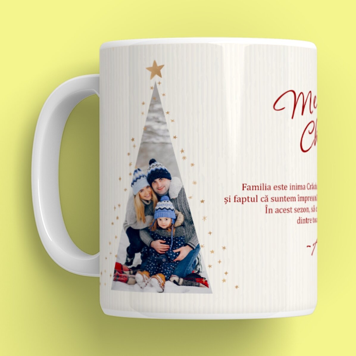 Spersonalizowany kubek z napisem i 2 zdjęciami – Warm Christmas