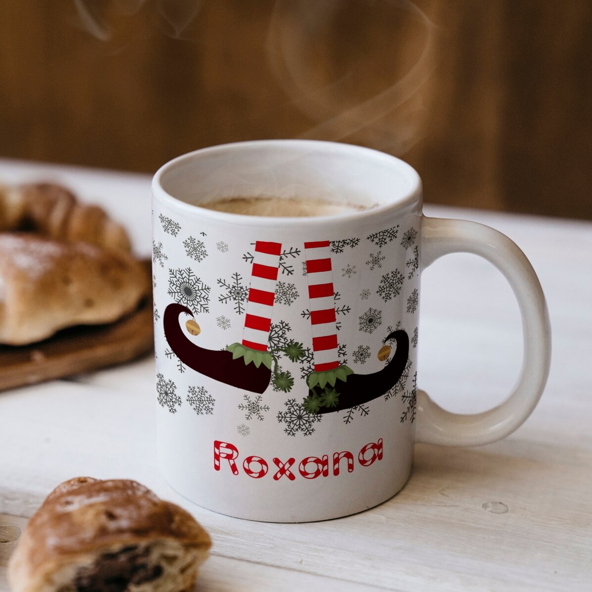 Personalised Elf mug with text - Christmas design