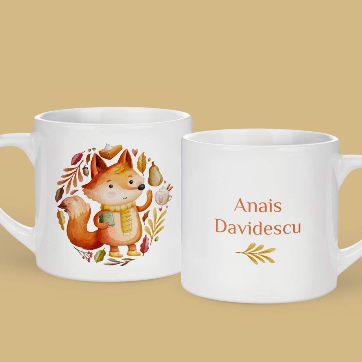 Personalised mug for children with name - Autumn