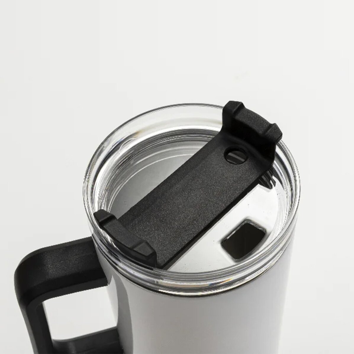 Thermos mug with handle and straw, customised with logo