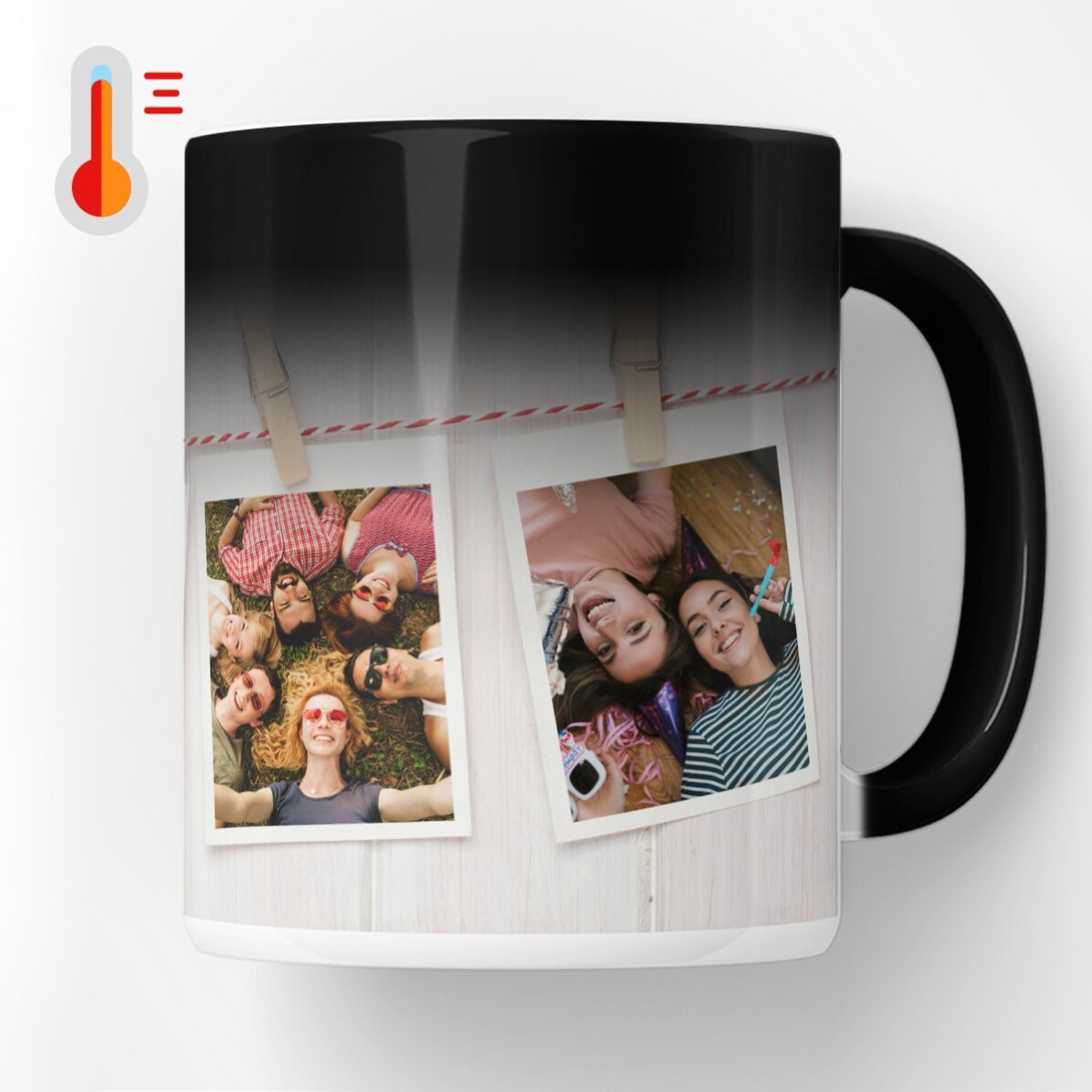 Spersonalizowany kubek termiczny z 3 zdjęciami w stylu polaroidowym