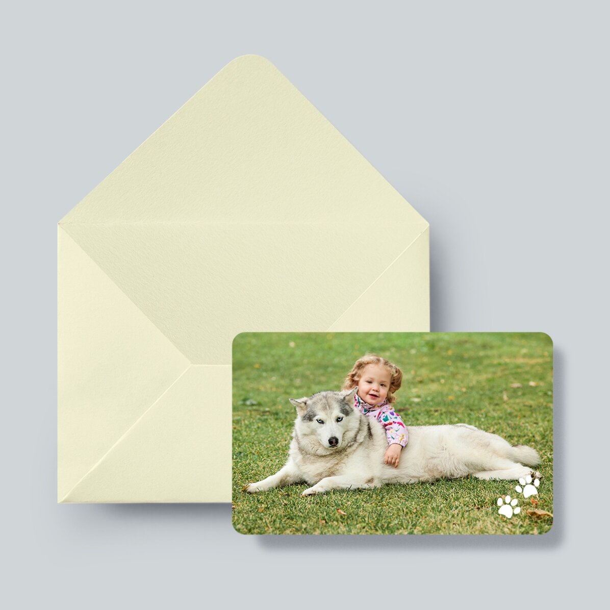 Personalised double-sided aluminium card with text and two photos - Furry Friend