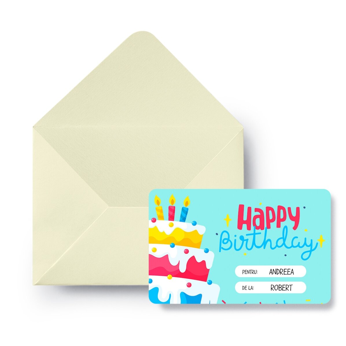 Spersonalizowana, dwustronna karta z aluminium do zdrapywania z napisem – Happy Birthday