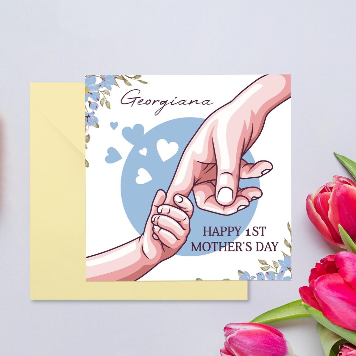 Spersonalizowana kwadratowa kartka z napisem – Mama