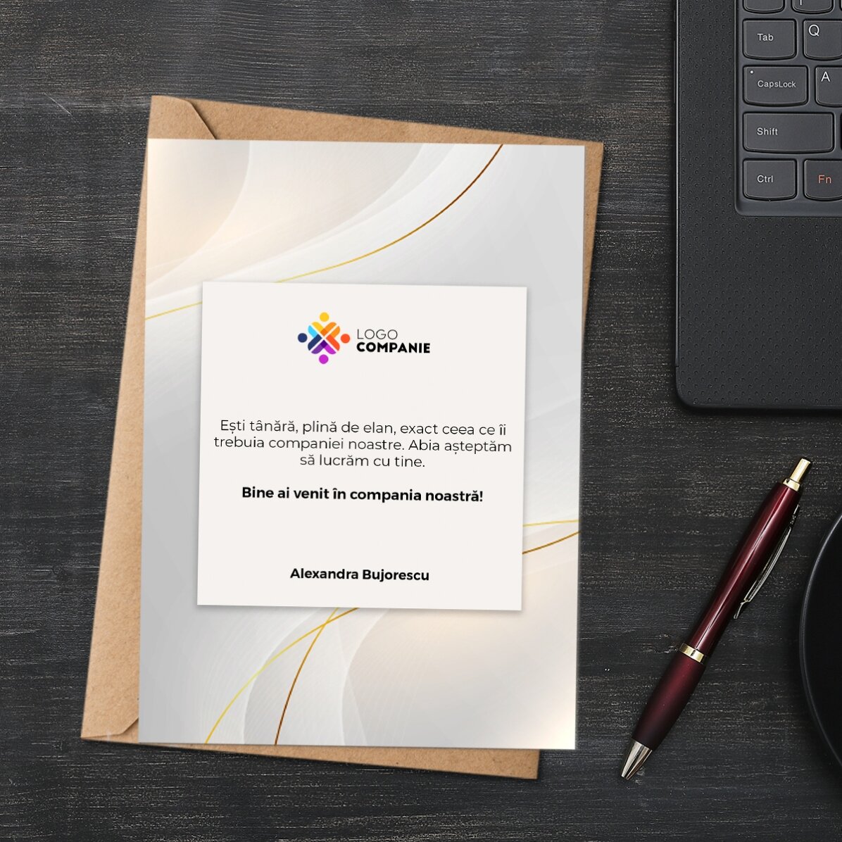 Spersonalizowana karta z logo i napisem – Welcome