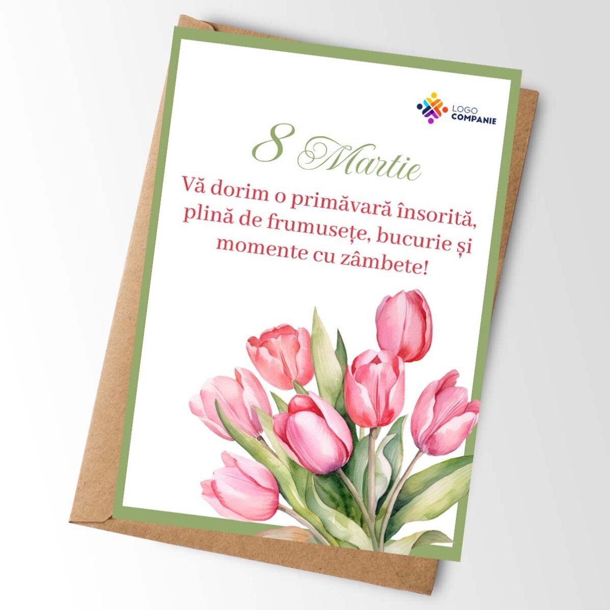 Spersonalizowana kartka z wiadomością i logo – Kwiaty