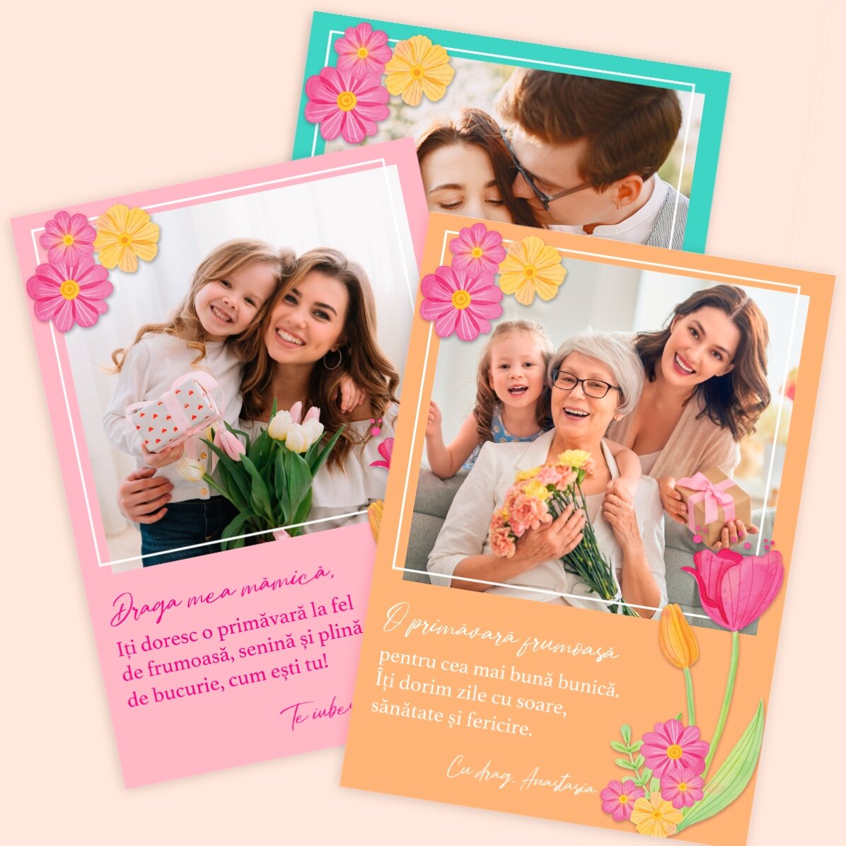 Personalised card with a photo and text - Spring