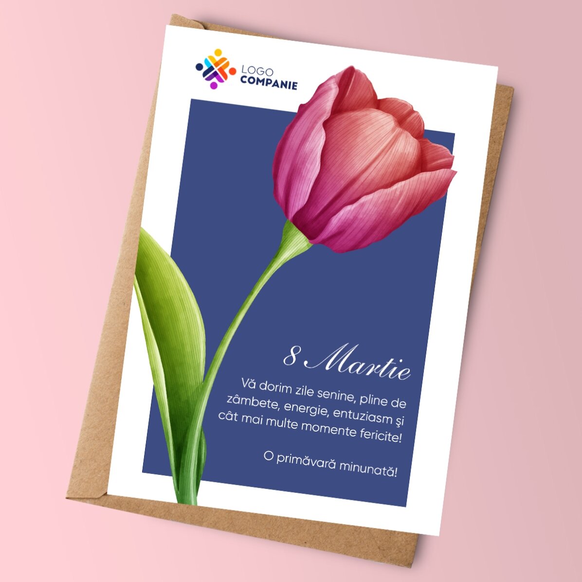 Spersonalizowana kartka z tekstem i logo – Wiosna