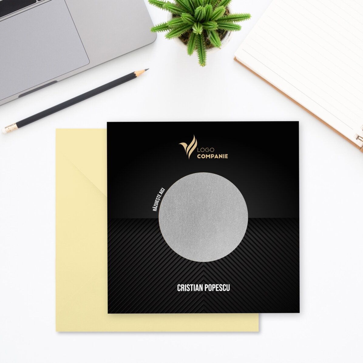 Spersonalizowana karta do zdrapania z logo i napisem – Welcome