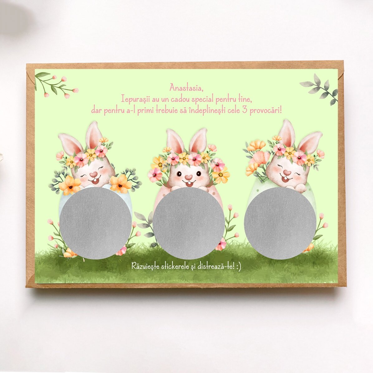 Personalised scratch card with Easter message - The Easter Bunny