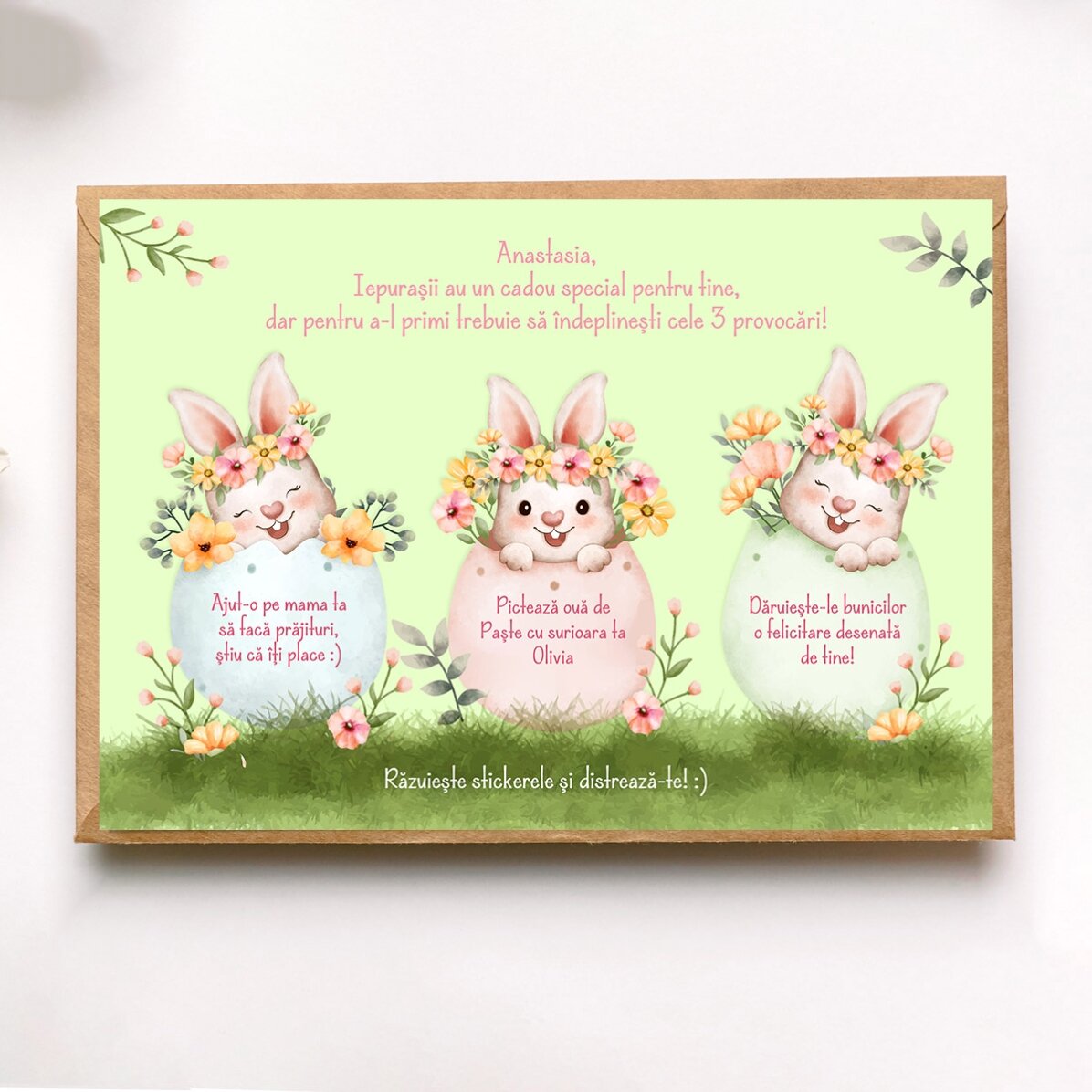 Personalised scratch card with Easter message - The Easter Bunny