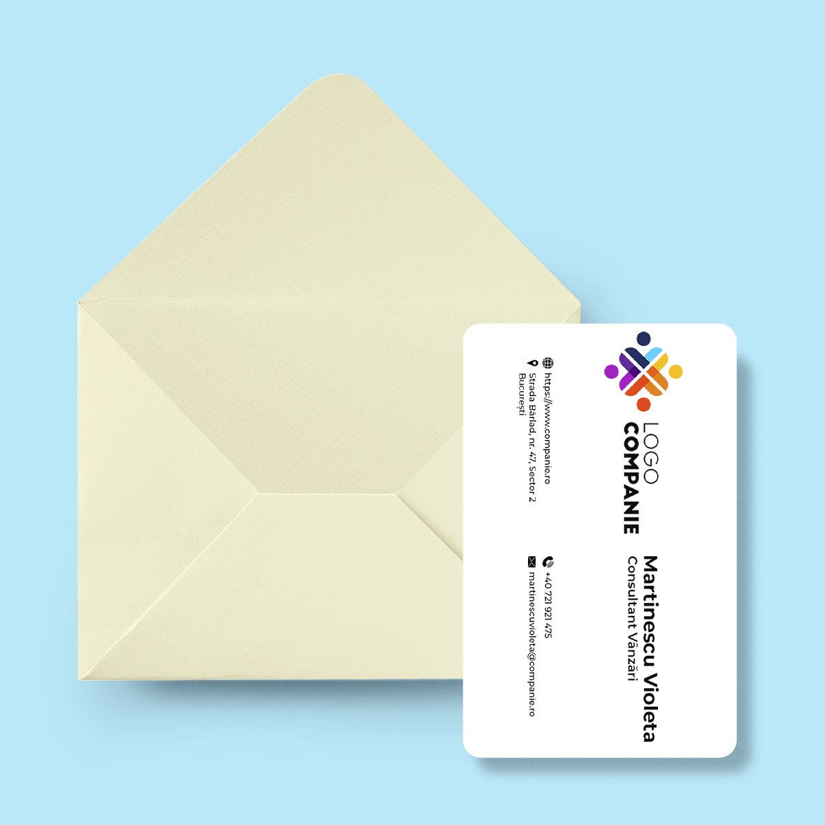 Spersonalizowana wizytówka aluminiowa, dwustronna, z kodem QR i danymi kontaktowymi