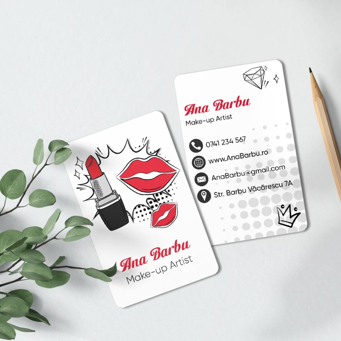 Spersonalizowana wizytówka z aluminium, dwustronna, z napisem – Make-up Artist