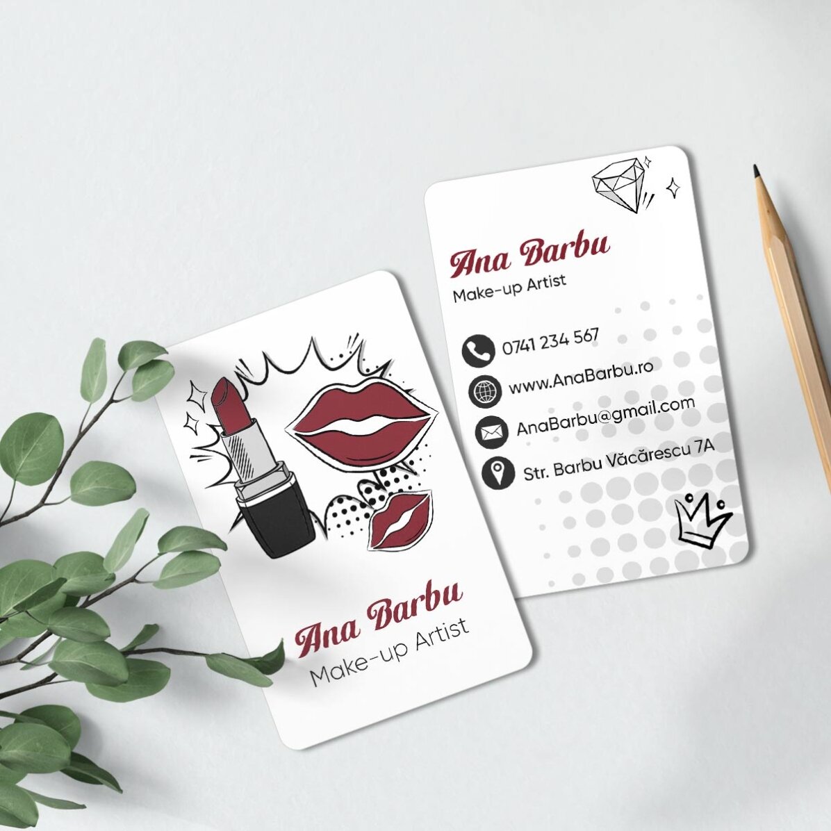 Spersonalizowana wizytówka z aluminium, dwustronna, z napisem – Make-up Artist