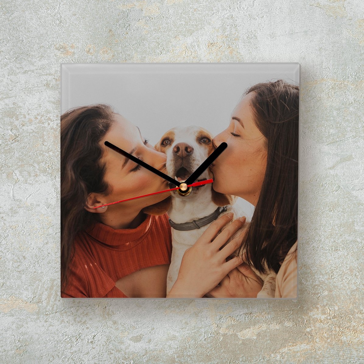 Personalised square clock with a photo