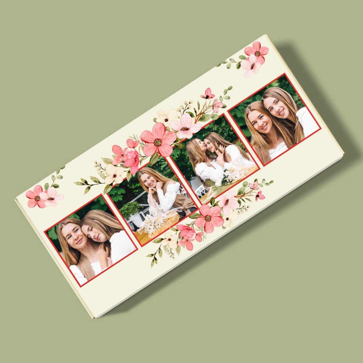 Personalised chocolate with 4 photos and message - Flowers