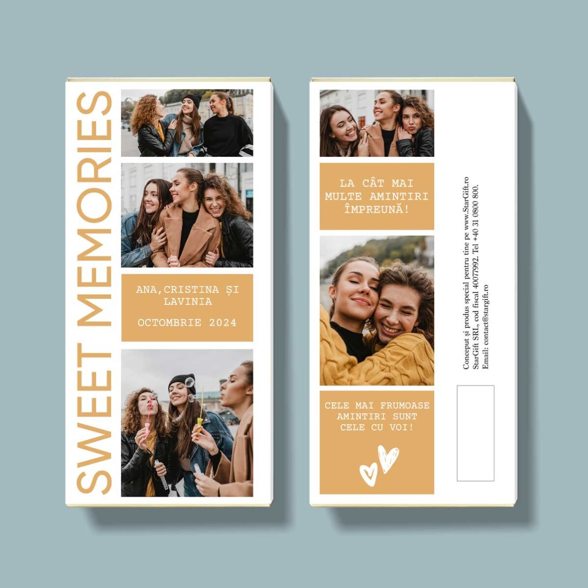 Personalised chocolate with 5 photos and message - Sweet Memories