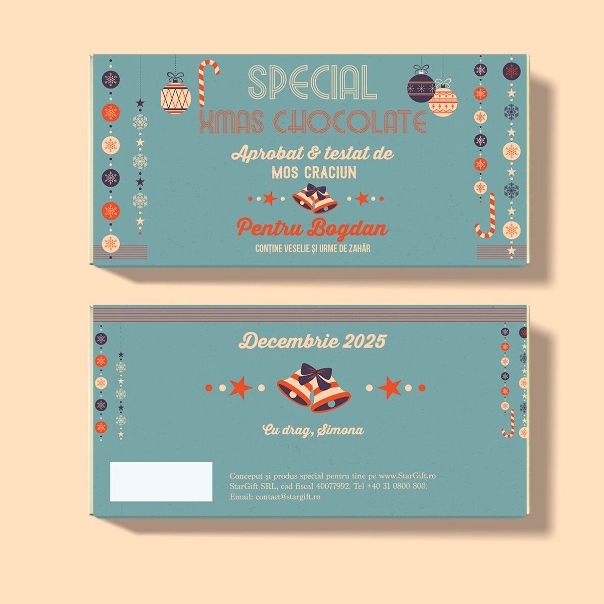 Personalised chocolate with message - Approved by Santa Claus