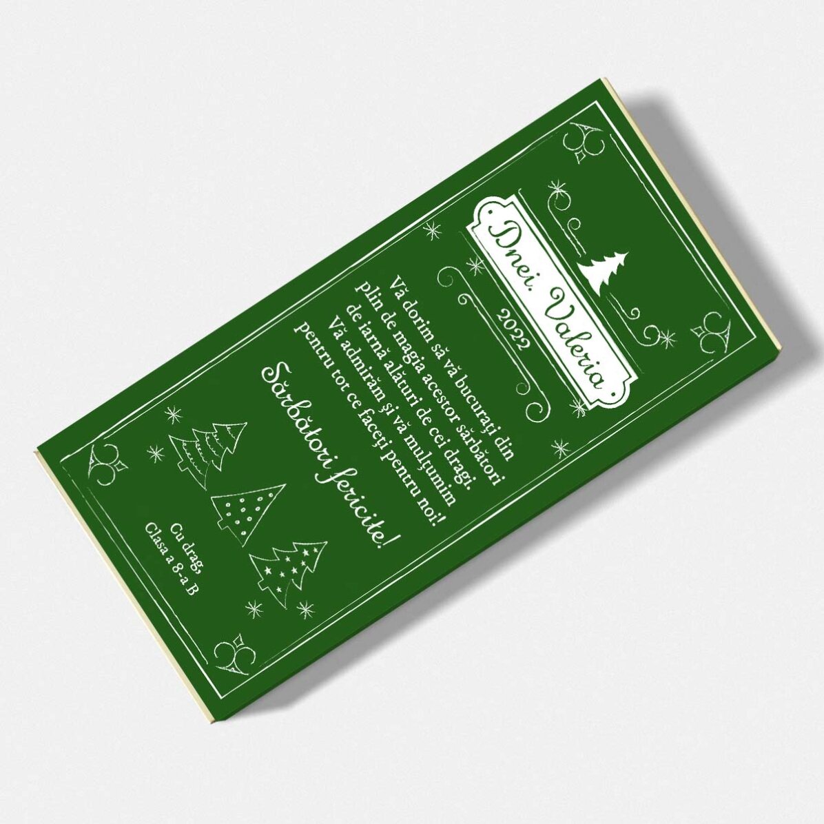 Personalised chocolate with a Christmas message for teachers