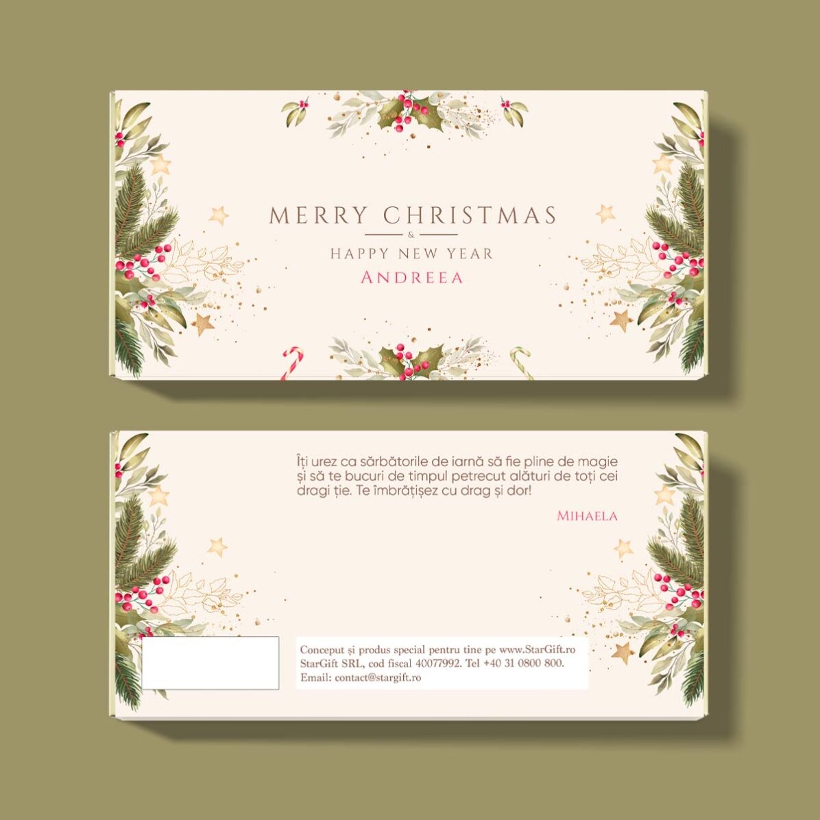 Personalised chocolate with message - Merry Christmas!