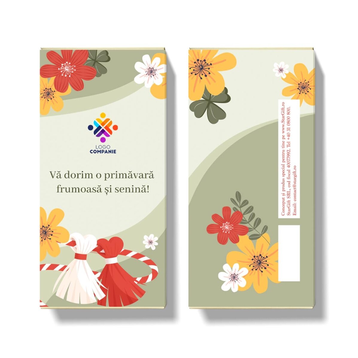 Personalised chocolate with message and logo - Floral